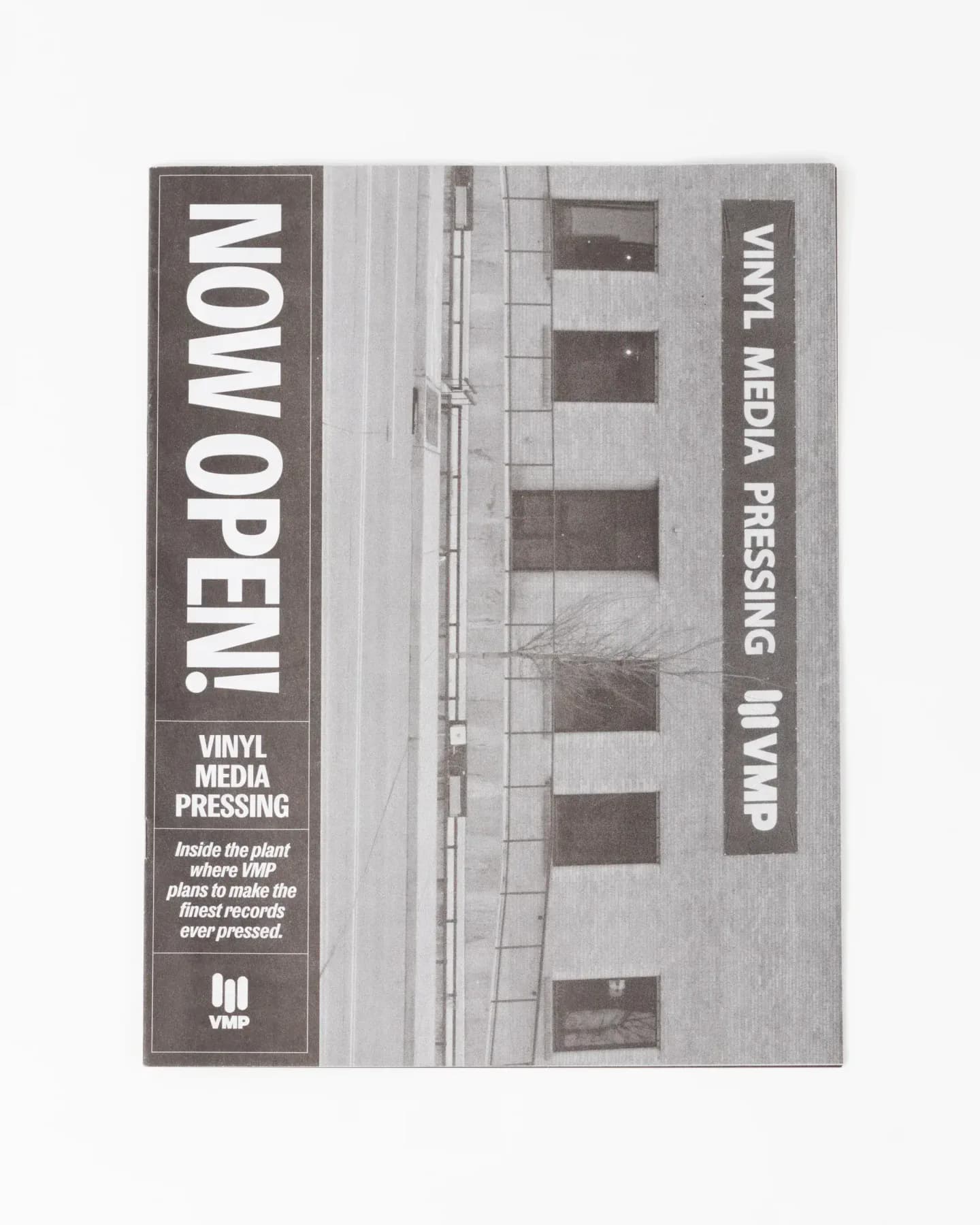 Vinyl Media Pressing magazine cover featuring Now Open announcement