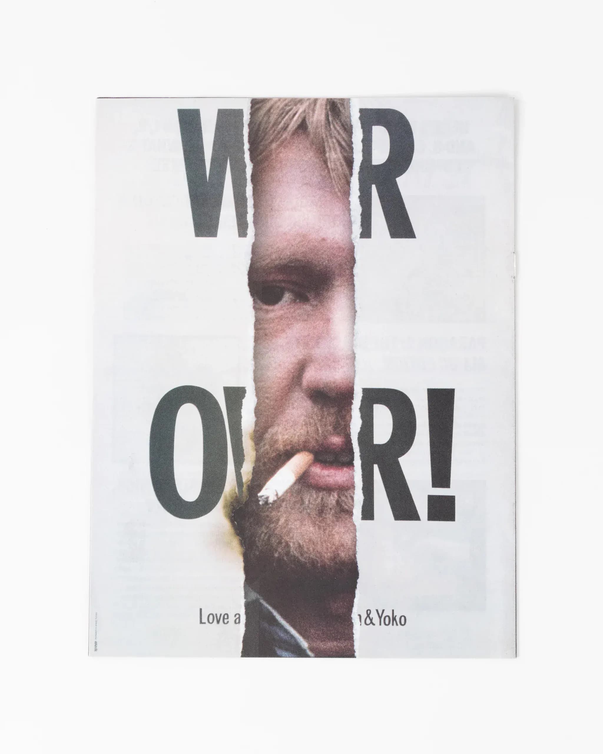Bold magazine cover design with torn paper effect over portrait