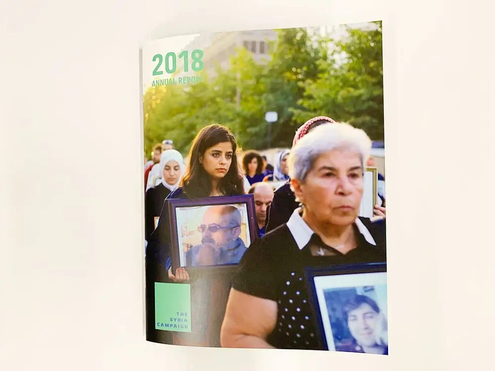 A non-profit annual report print we completed for the Syria Campaign.