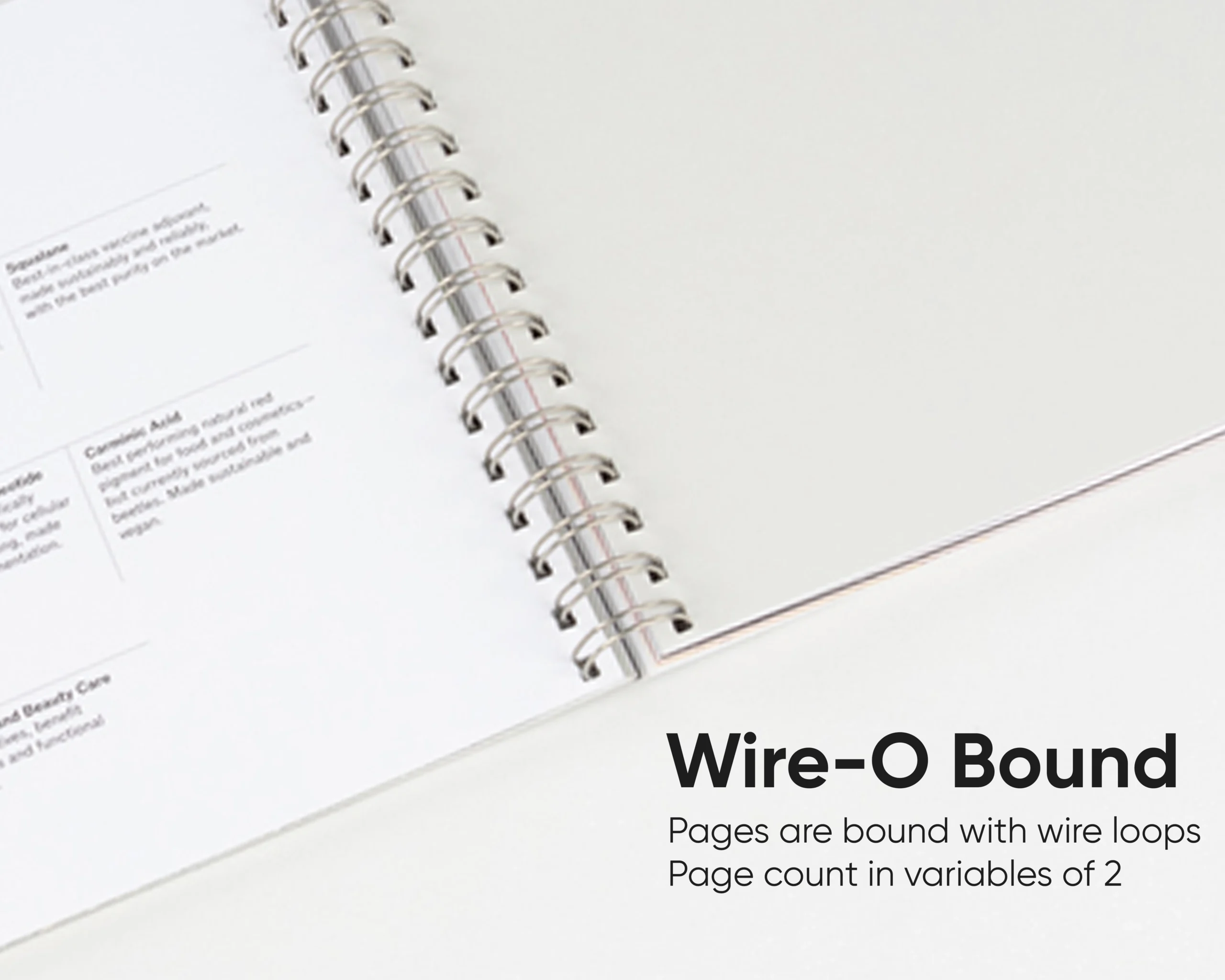 Wire-O bound book opened flat to show interior pages