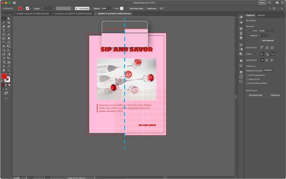 Illustrator artboard showing incorrect and correct bleed setup example for Full Bleed Printing Instructions: How to Print Without Margins