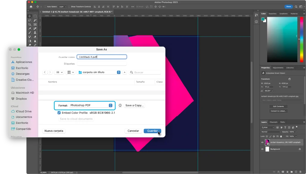 Photoshop PDF export options dialog example for Full Bleed Printing Instructions: How to Print Without Margins