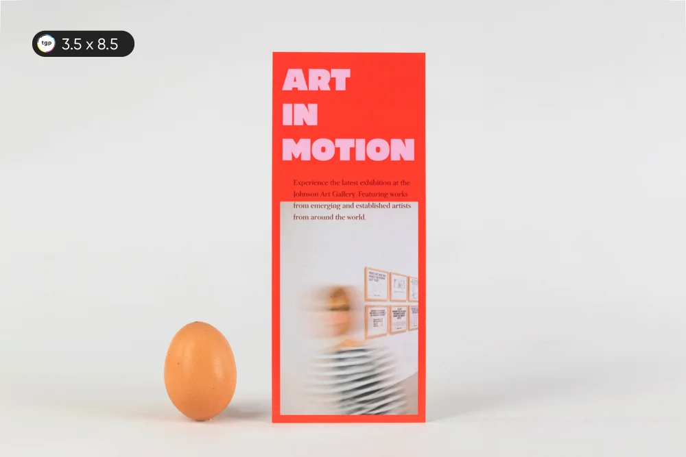 Postcard size: 3.5x8.5 inches - longer than average, allows for more messaging