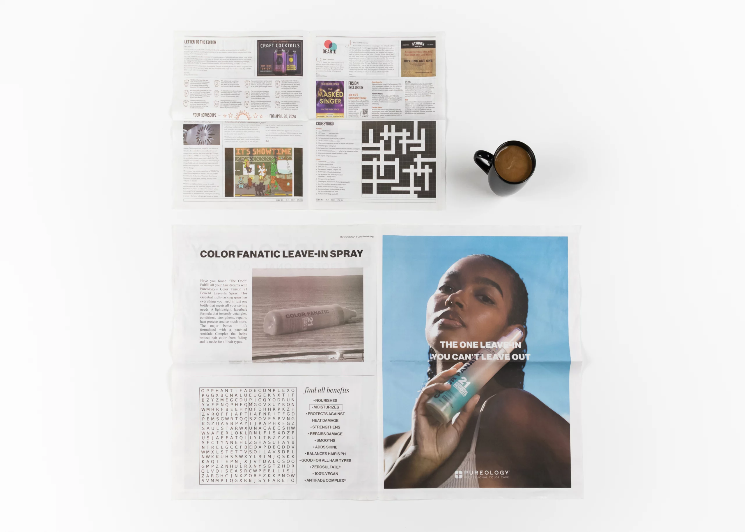 A folded broadsheet newspaper laying next to a folded tabloid newspaper showing their size differences.