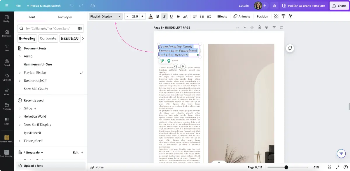 Starter template opened in a design application example for How To Use And Customize Our Free Templates