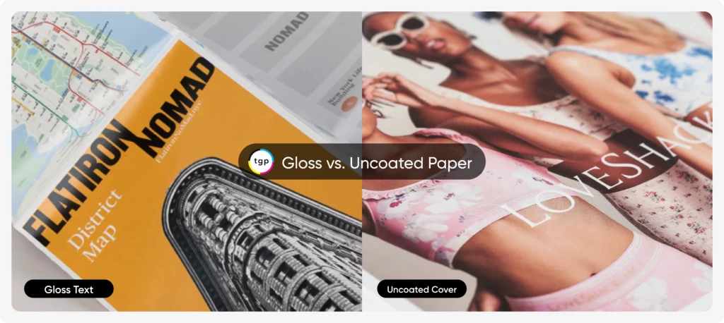 Coated and uncoated paper comparison graphic example for How is Paper Weight Measured? How to Choose the Right Paper Weight for your Pro...