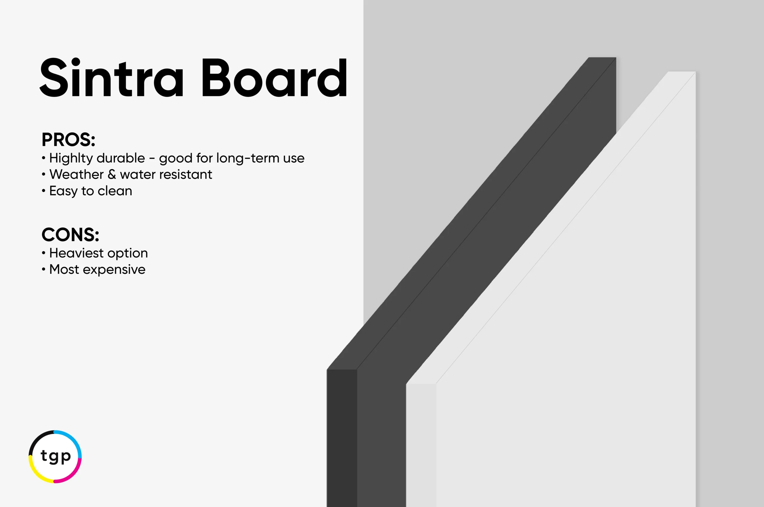 Sintra board pros and cons comparison graphic example for Types Of Foam Board: Foam Board, Gator Board, and Sintra Board