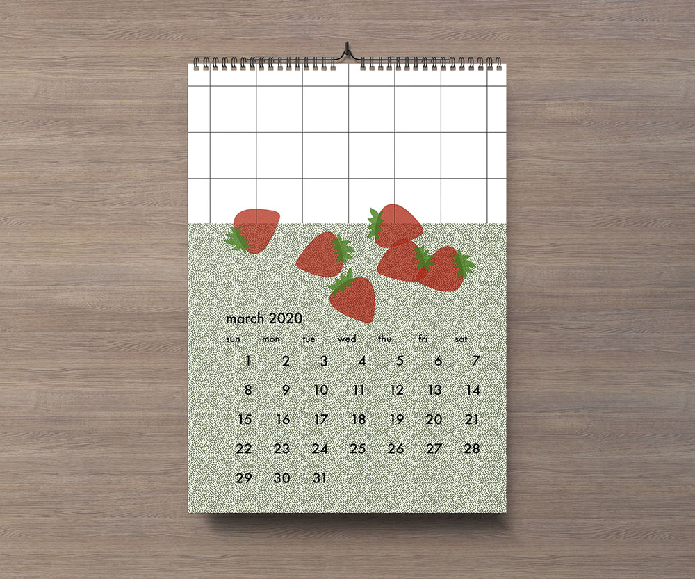 Small desk calendar printing nyc with strawberries