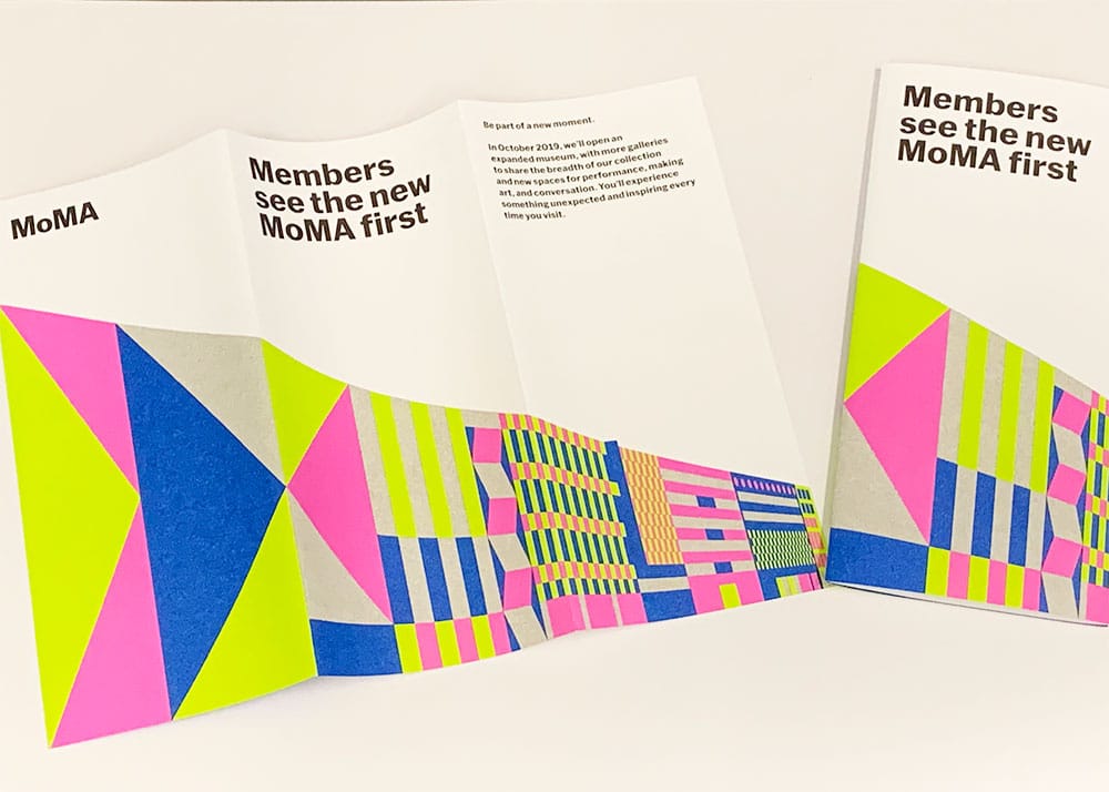 a colorful offset printed trifold brochure