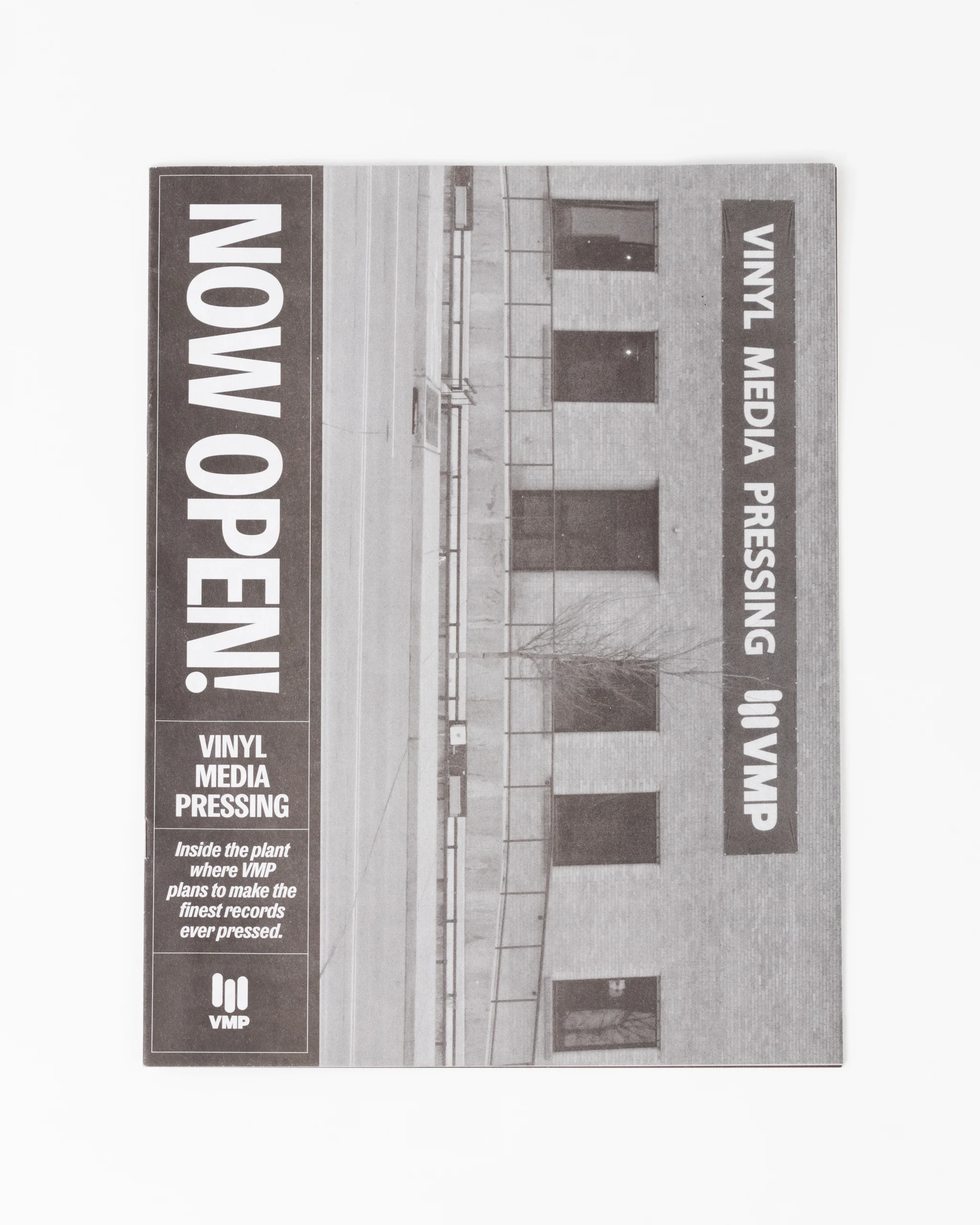 Vinyl Media Pressing magazine cover featuring Now Open announcement