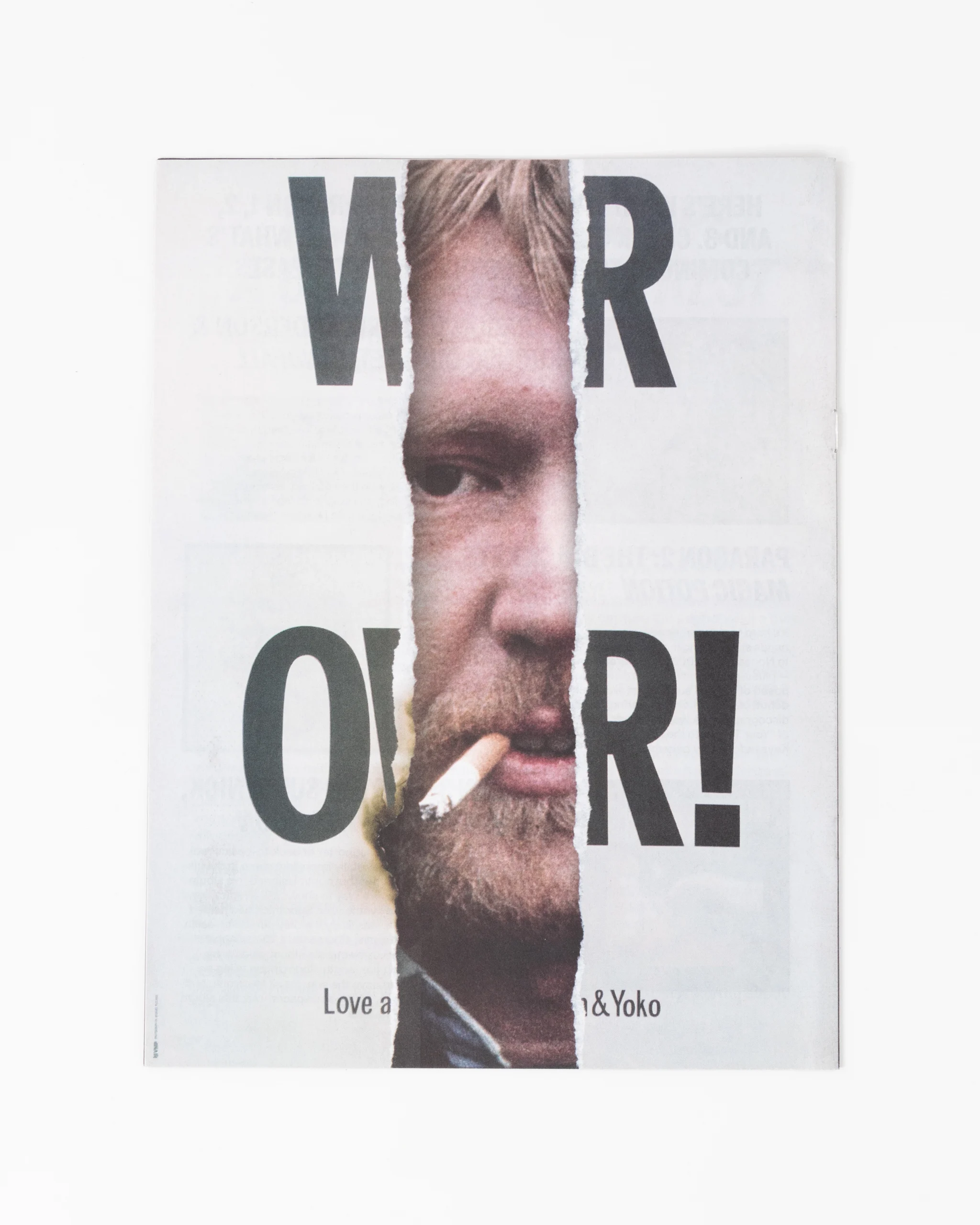 Bold magazine cover design with torn paper effect over portrait